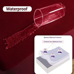 Sittella Maroon Cotton Water Resistant Single Bed Mattress Protector image 3