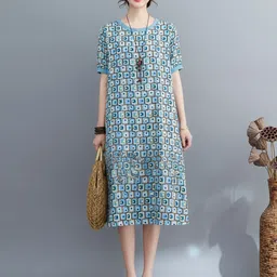 HERE&NOW Women Geometric Printed Shift Dress-image-15