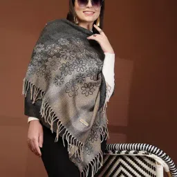 Mafadeny Black Regular Fit Printed Stole image 5