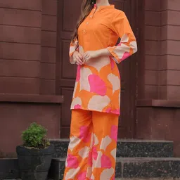 YAMUNE Printed Mandarin Collar Tunic & Palazzos Co-Ords image 4