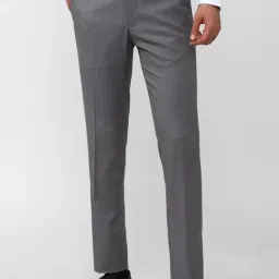 V Dot Mid Grey Skinny Fit Self Pattern Trousers-picture-11