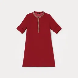 Melange by Lifestyle Kids Maroon Cotton Embroidered Full Sleeves Kurta-picture-18