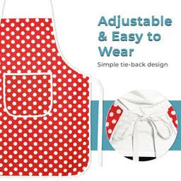 Kuber Industries Pack Of 3 Red & White Dot Printed Aprons With Front Pocket image 5