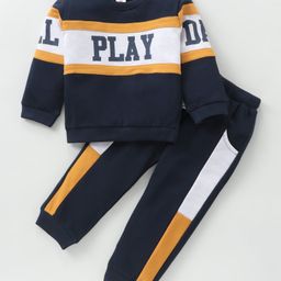 ToffyHouse Full Sleeves Winter Wear Suit Text Print - Navy-image-74
