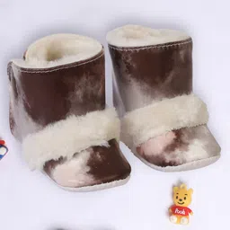 Coco Candy Colour Blocked Fur Lined Velcro Closure Booties - Brown-picture-16