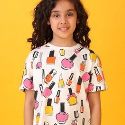Anthrilo Blended Half Sleeves Nail Paint Printed Tee - White-picture-14