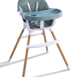fab n funky Baby Dining and Highchair with Comfortable Cushion - Sea Green| Detachable & Adjustable Food Tray| Safety Harness with Cup Holder| Strong Wooden Finish Legs| Easy to Clean and Maintain-picture-17