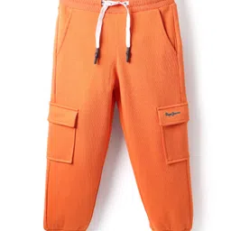 Pepe Jeans Cotton Blend Knit Full Length Solid Coloured Trousers & Pants With Side Pockets - Orange-image-47