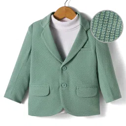 Mark & Mia Knit Full Sleeves Solid Color Party Blazer with Turtle Neck Inner Tee & Pocket Detailing - Sea Green-picture-25
