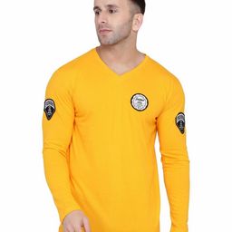 BEYOU FASHION Men Biker V-Neck Extended Sleeves Applique Slim Fit T-shirt-picture-24