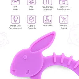 fab n funky Rabbit  Shaped Silicon Teether -Purple image 2