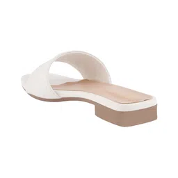 Shoetopia Diamond Designed Metallic Flat Sandals - White image 3