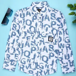 V-Mart Boys Typography Printed Spread Collar Cotton Shirt-picture-50