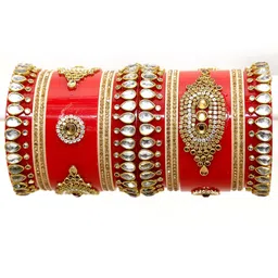 Align Set Of 2 Gold-Plated American Diamond-Studded Chudas Bangles-picture-26