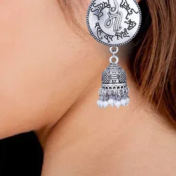 APUNKA D FASHION Artificial Beaded Oxidised Dome Shaped Jhumkas-image-88