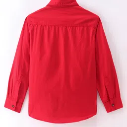 INFINITY Cotton Woven Full Sleeves Watts Text Embroidered Shirt - Red image 4