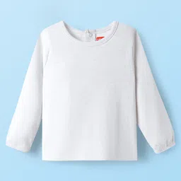 Babyhug Interlock Knit Full Sleeves T-Shirt & Dungaree With Polka Dots & Reindeer Print - White & Red image 3