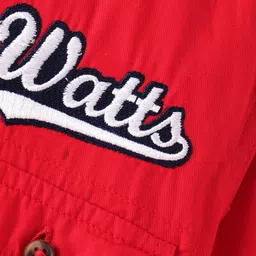 INFINITY Cotton Woven Full Sleeves Watts Text Embroidered Shirt - Red image 5