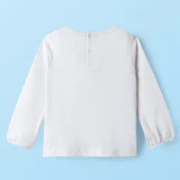 Babyhug Interlock Knit Full Sleeves T-Shirt & Dungaree With Polka Dots & Reindeer Print - White & Red image 4