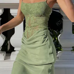 StyleCast x Revolte Women Self Design Shoulder Straps Maxi Dress image 4