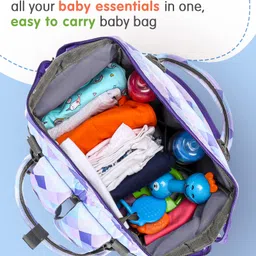 fab n funky Multipurpose Diaper Backpack Geometric Print- Light Purple image 5