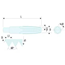 Facom Threading Tap HSS 0.5mm Pitch Metric Standard M3 Thread, 227.3X50T3 image 3