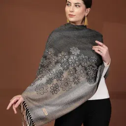 Mafadeny Black Regular Fit Printed Stole image 3