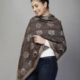 Mafadeny Brown Regular Fit Embellished Stole image 3