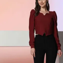 SELVIA Maroon Regular Fit Top-picture-13