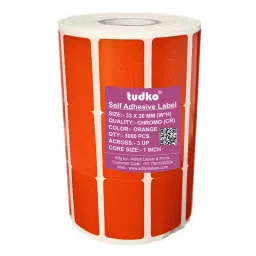 Tudko 33x20 mm 80 GSM 3 UP Self Adhesive Paper Label Orange-picture-23