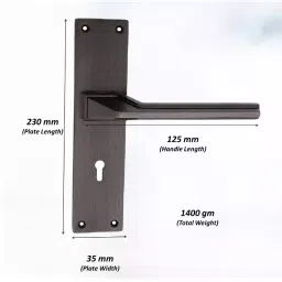 Atom MH-O54-KY-BLK 203.2 mm (8 Inch) Zinc Black Matt Finish Mortise Door Handle Set with Lock Body image 2