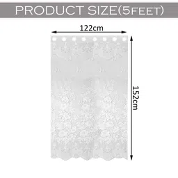 Kuber Industries White 3 Pieces Self Design Cotton Window Curtains image 5