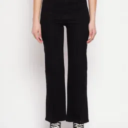 MADAME Black Denim Straight Fit Mid Rise Jeans-image-77