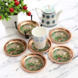 India Circus by Krsnaa Mehta Green Iron Tropical View Coaster - Set of 6-picture-30