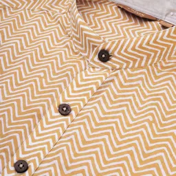 Ethnix By Raymond Men Beige & White Chevron Printed Pure Cotton Kurta image 2