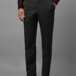 Luxure By Louis Philippe Grey Slim Fit Striped Trousers-picture-15