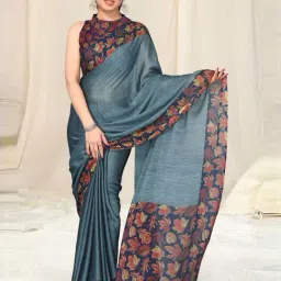 MIRCHI FASHION Grey & Navy Printed Saree With Unstitched Blouse-picture-47