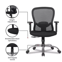 AB Designs Karina MB Medium Back 1D Adjustable Armrest Ergonomic Chair With Smart Synchro Black image 5