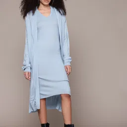 The Roadster Lifestyle Co. Ribbed Jumper Midi Dress with Shrug-picture-38