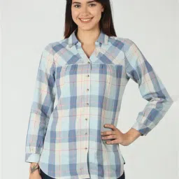 Mustard Blue Cotton Checks Shirt-picture-31