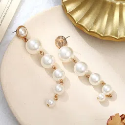 Celestique Pearls Beaded Spherical Drop Earrings image 3