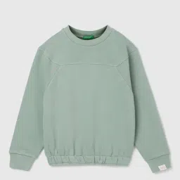 United Colors of Benetton Kids Girl's Regular Fit Crew Neck Solid Sweatshirt-picture-18