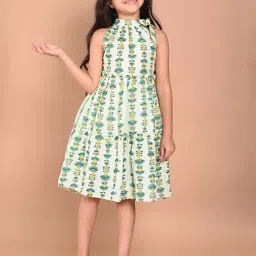 lilpicks Batik Printed Neck Tieup Dropwaist Dress-picture-33