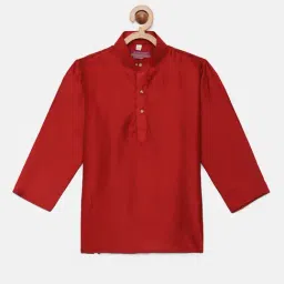 THANGAMAGAN Kids Rust Solid Full Sleeves Kurta-image-10