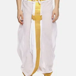 Sethukrishna Men White Solid Readymade Dhoti image 1