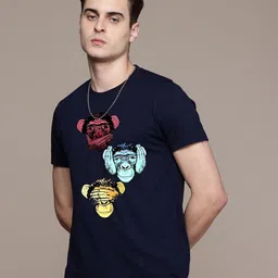 Moda Rapido Men Regular Fit Graphic Printed Round Neck Cotton T-shirt image 1