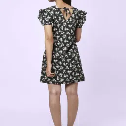 YU by Pantaloons Black Floral Print A-Line Dress image 2