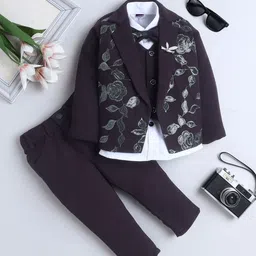 FOURFOLDS Boys Single-Breasted Three-Piece Suit With Bow-picture-20