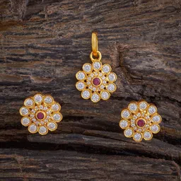 Kushal's Fashion Jewellery 92.5 Pure Silver Gold-Plated CZ-Studded Temple Jewellery Set-picture-12