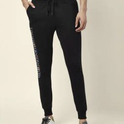 People by Pantaloons Black Slim Fit Printed Joggers-picture-1